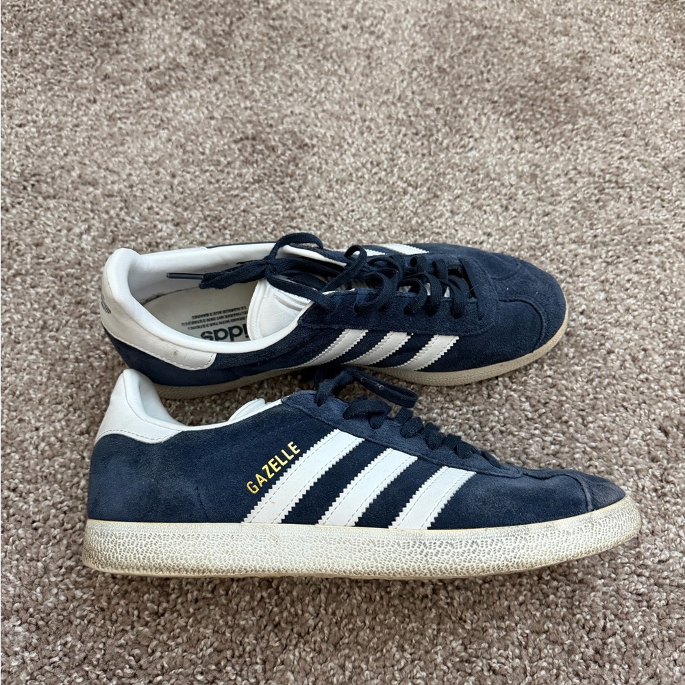 Adidas Gazelle Navy and White Sneakers men’s 8.5